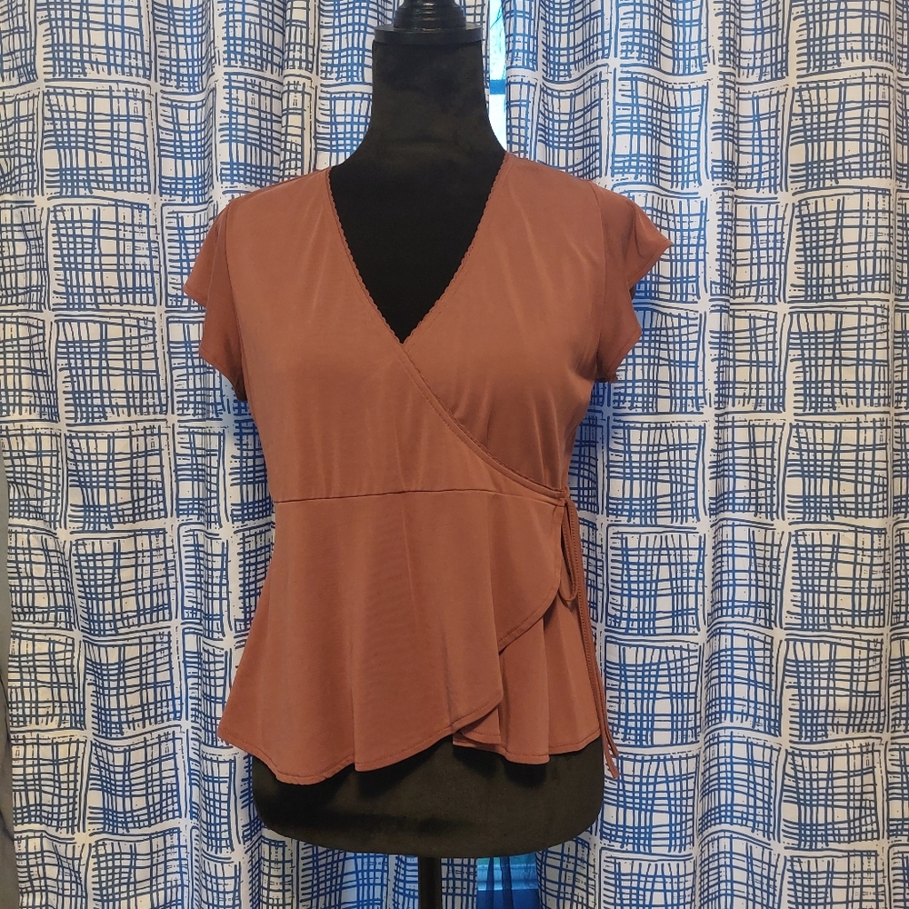 Mauve colored, American Rag, Deep V Blouse, Medium